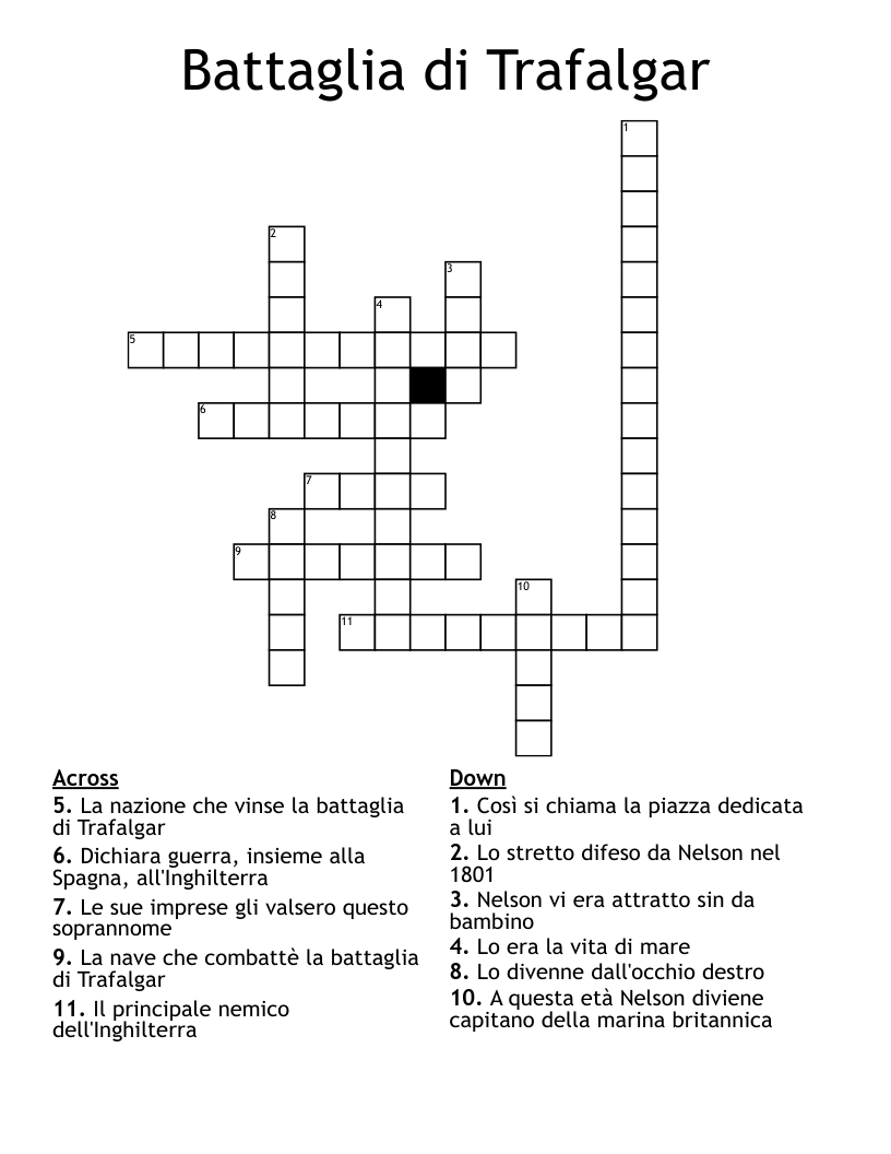 Battaglia di Trafalgar Crossword