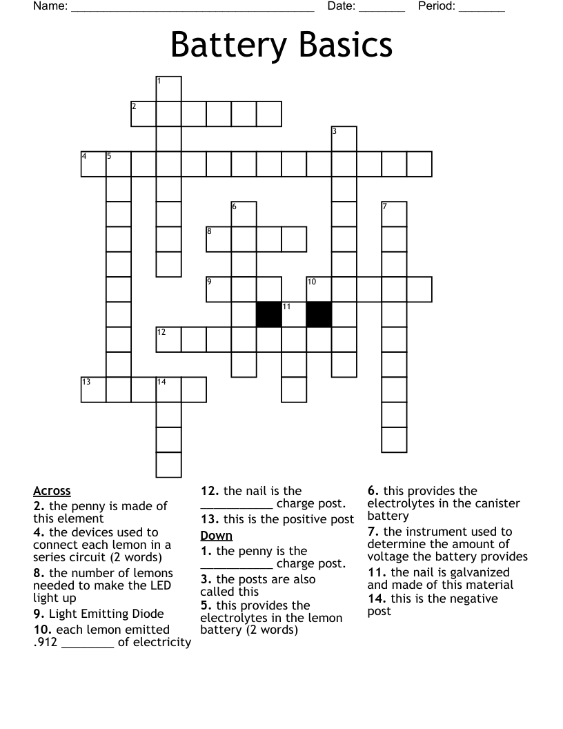 Battery Basics Crossword