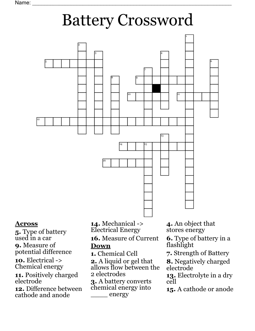 Battery Crossword