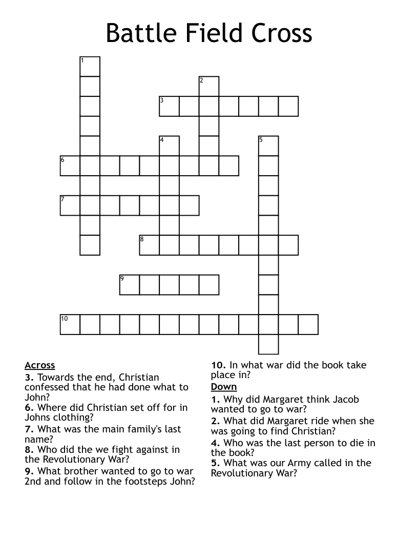 Battle Field Cross Crossword