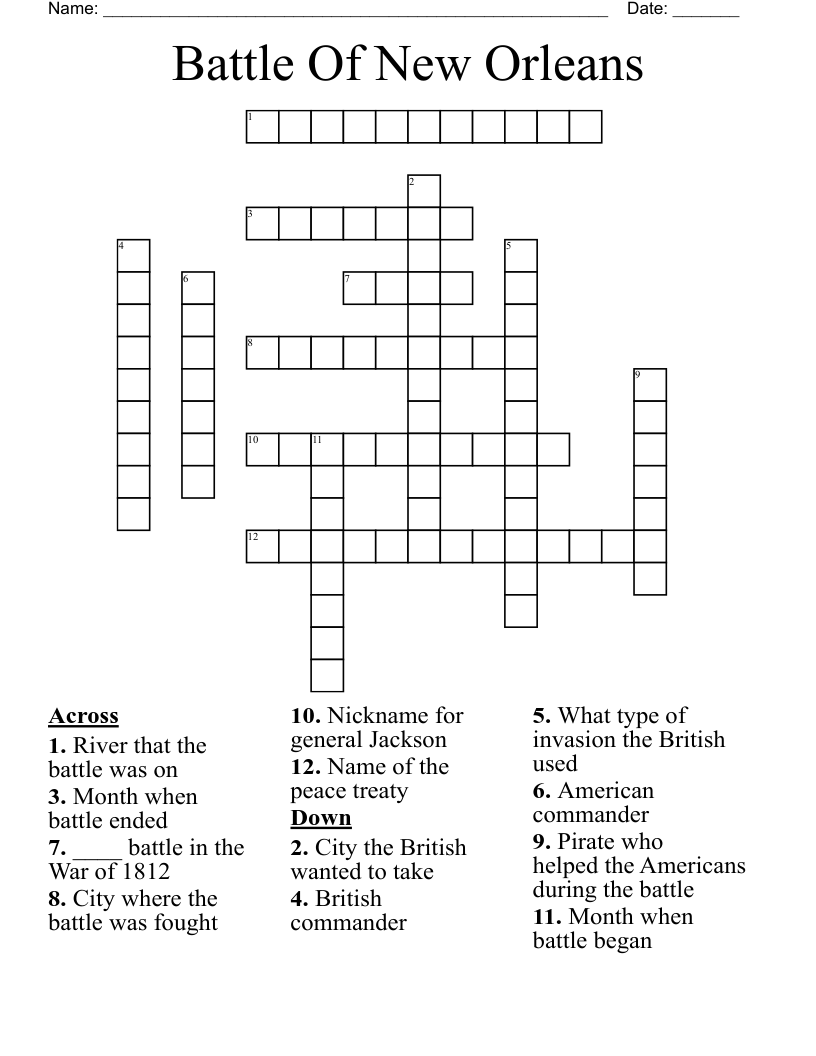 Battle Of New Orleans Crossword