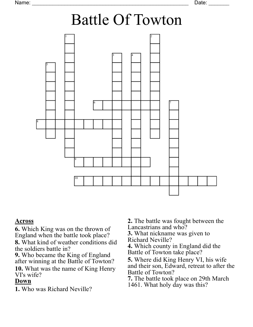 Battle Of Towton Crossword