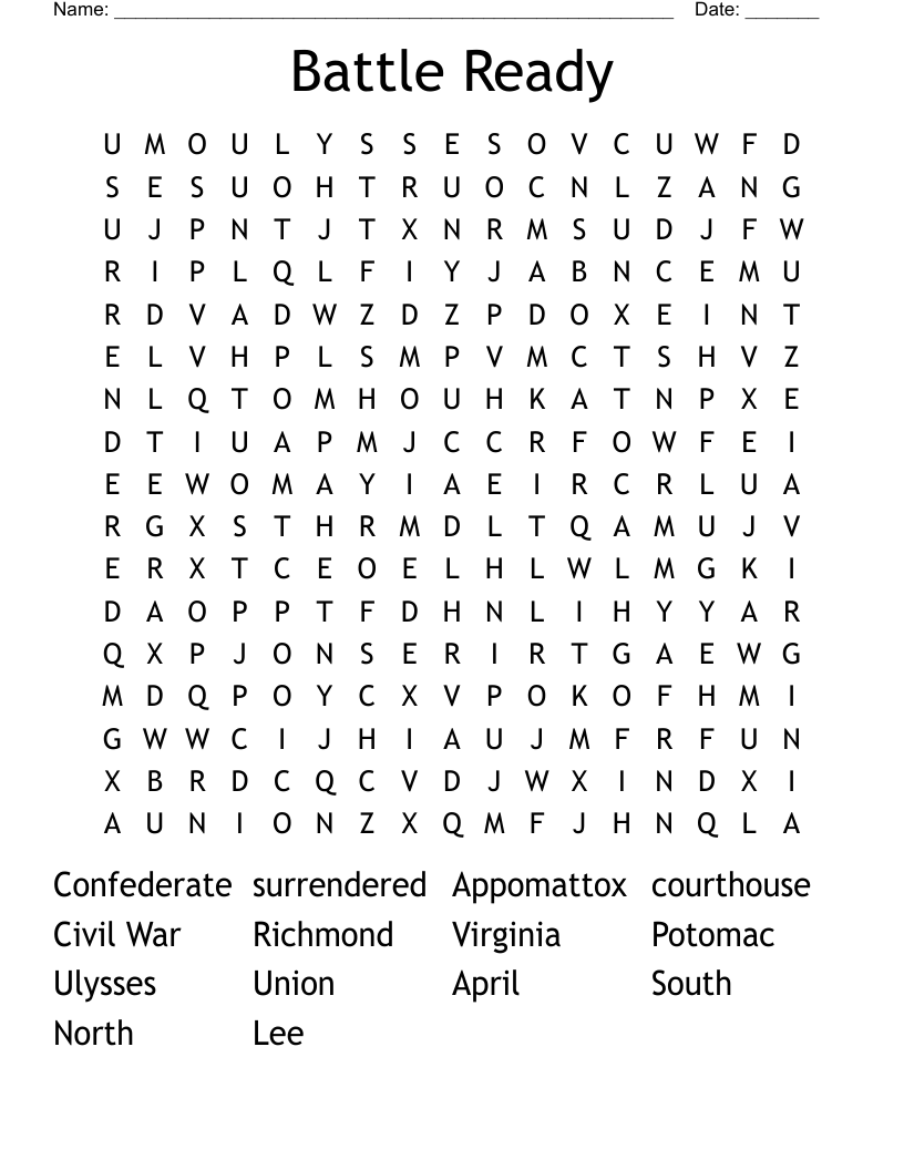 Battle Ready Word Search