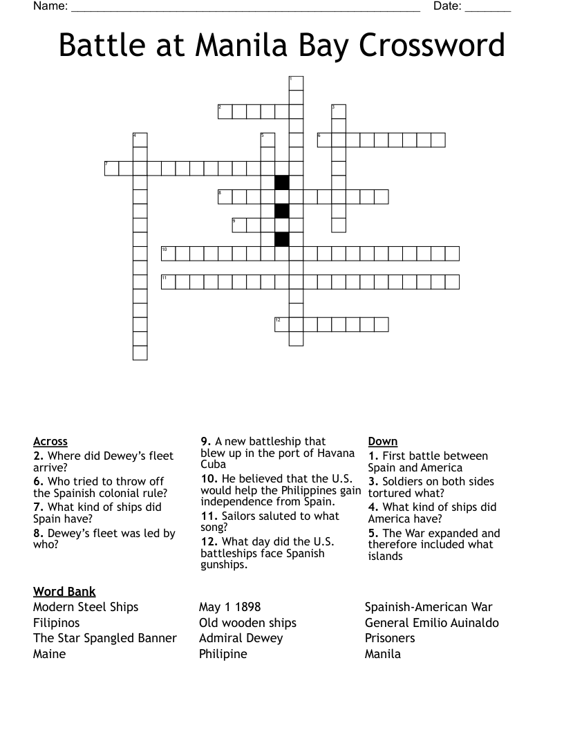 Battle at Manila Bay Crossword
