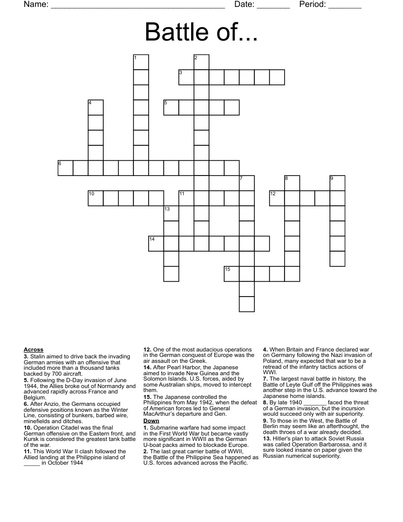 Battle of... Crossword