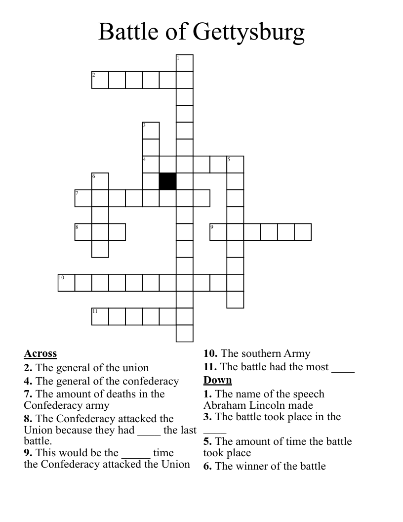 Battle of Gettysburg Crossword