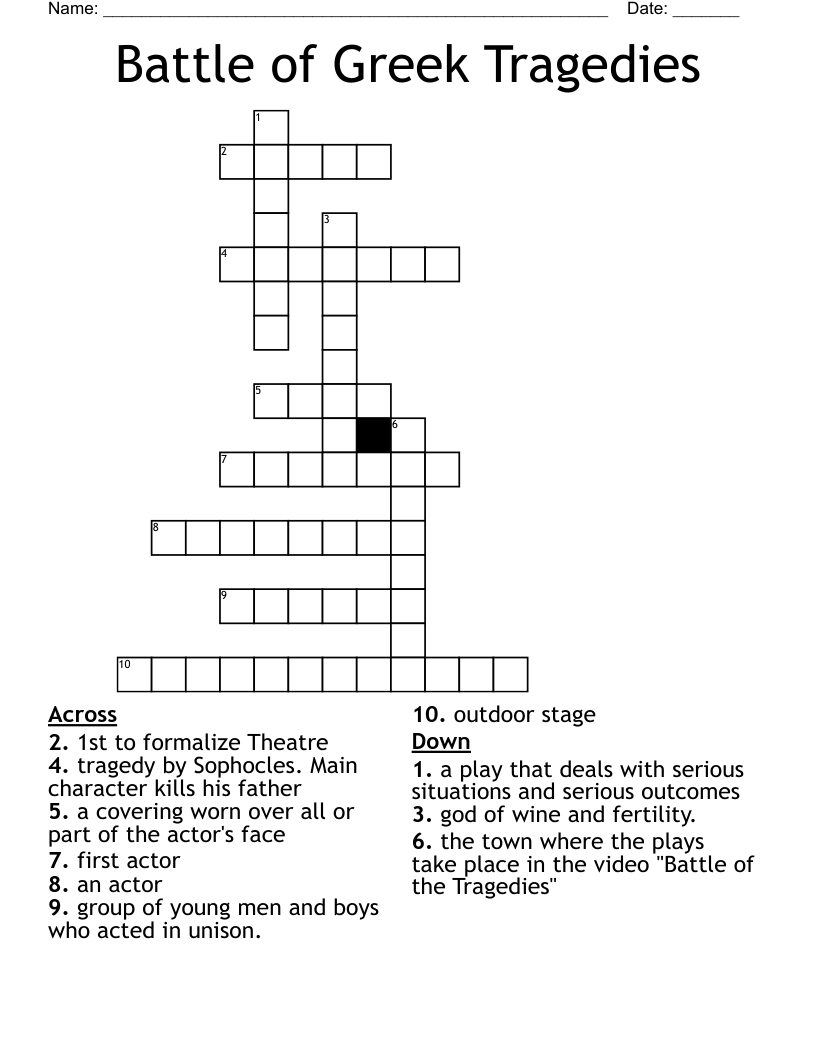 Battle of Greek Tragedies Crossword