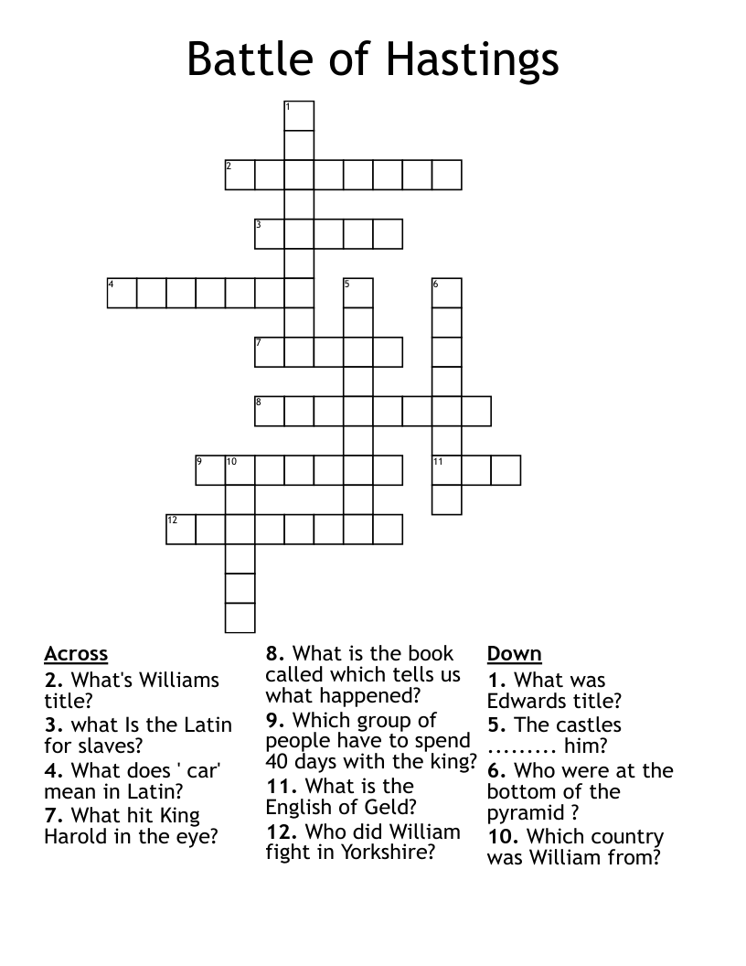 Battle of Hastings  Crossword