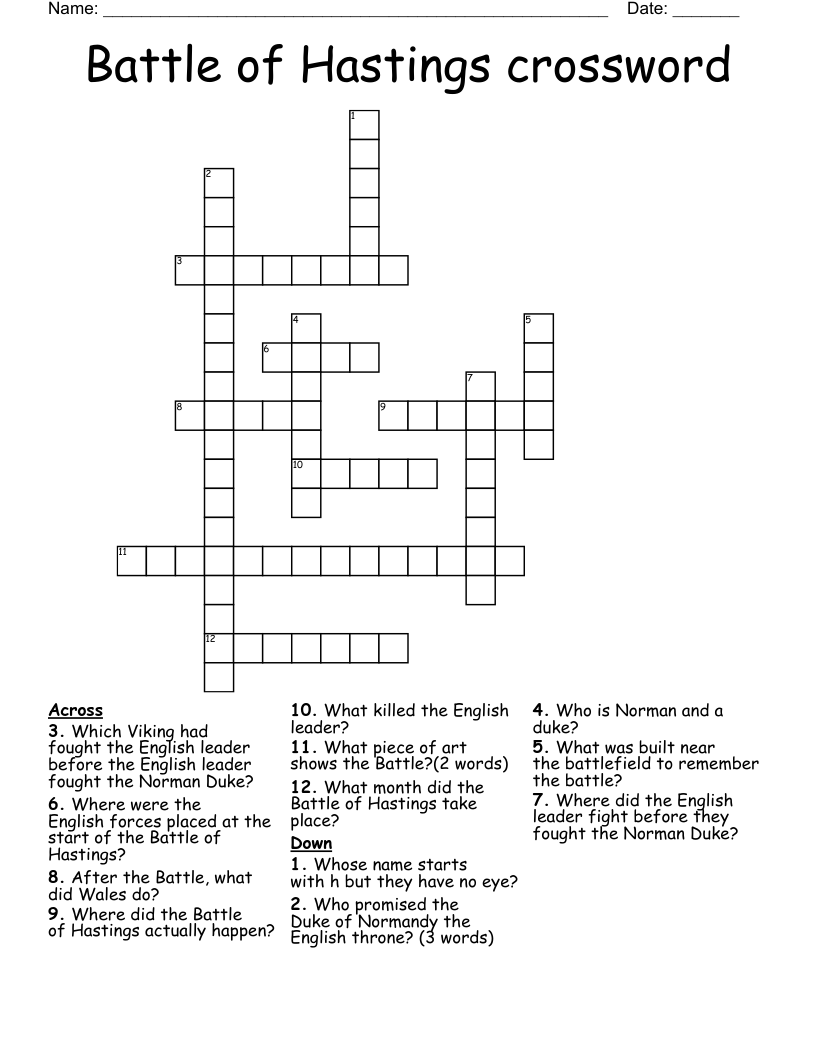 Battle of Hastings crossword