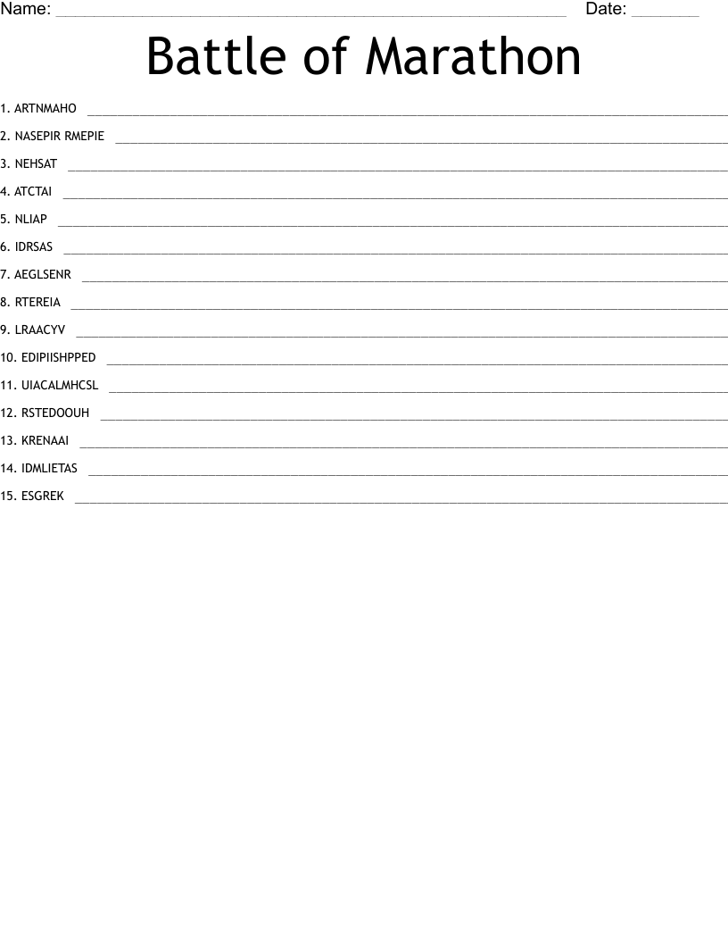 Battle of Marathon Word Scramble