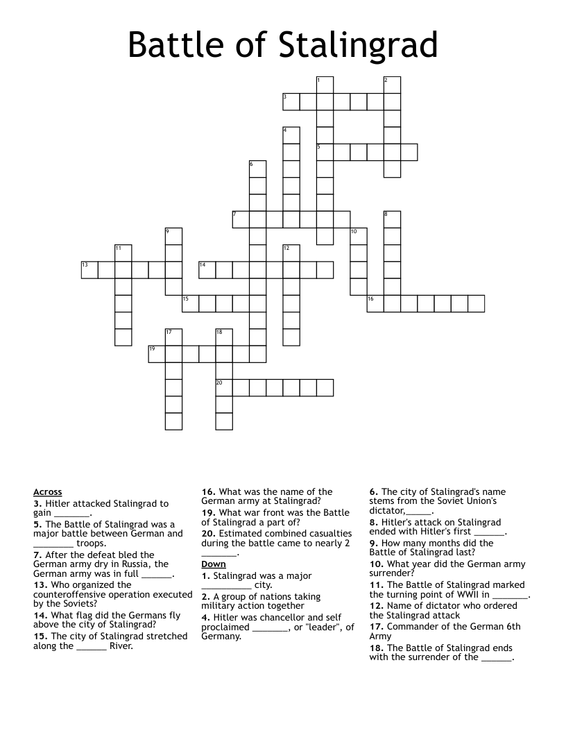 Battle of Stalingrad Crossword