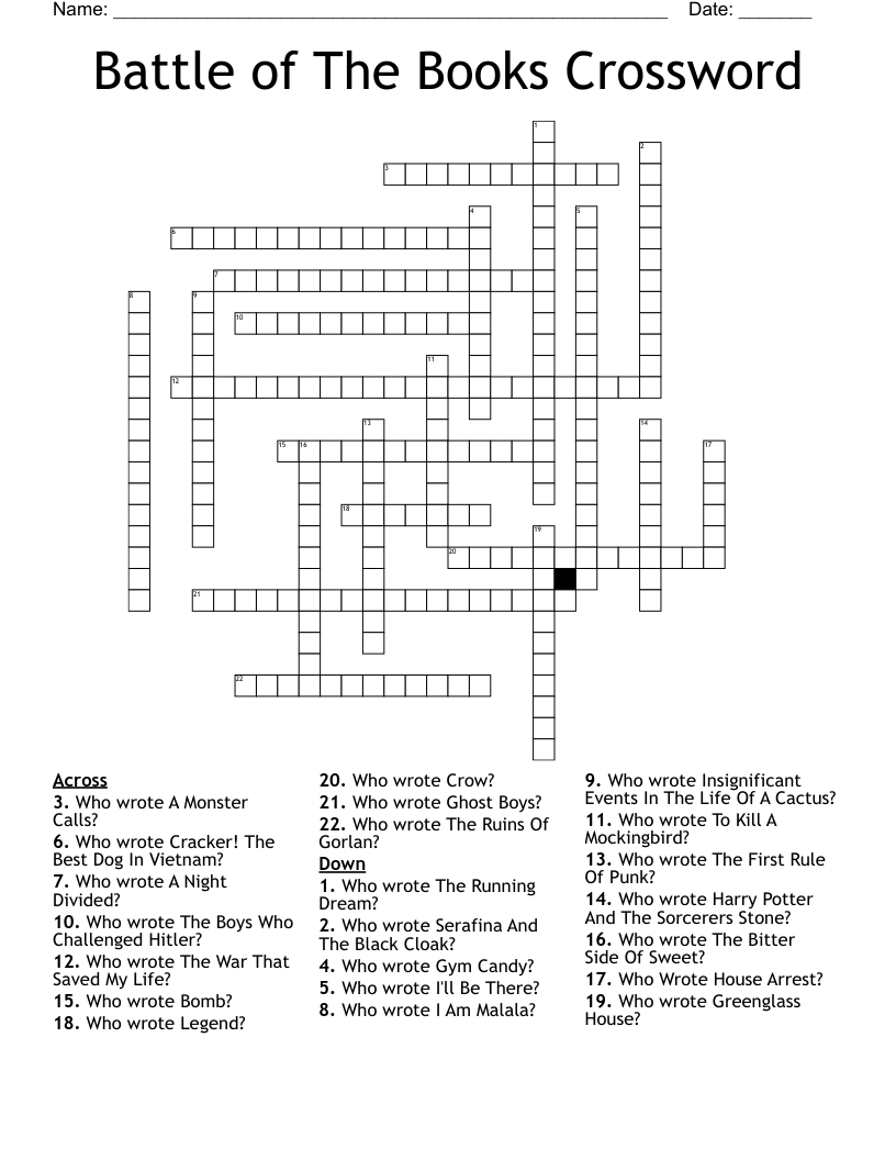 Battle of The Books Crossword
