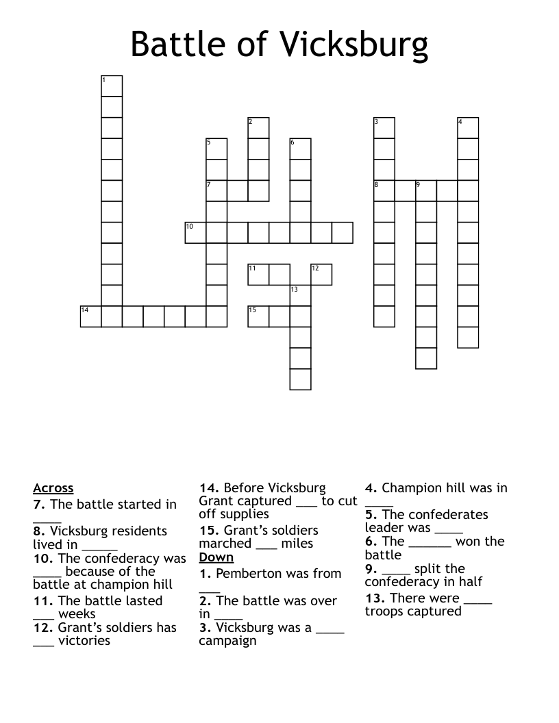 Battle of Vicksburg  Crossword