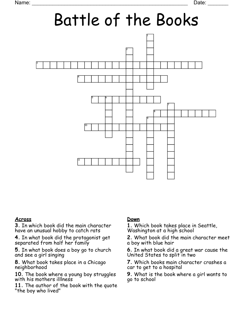Battle of the Books Crossword