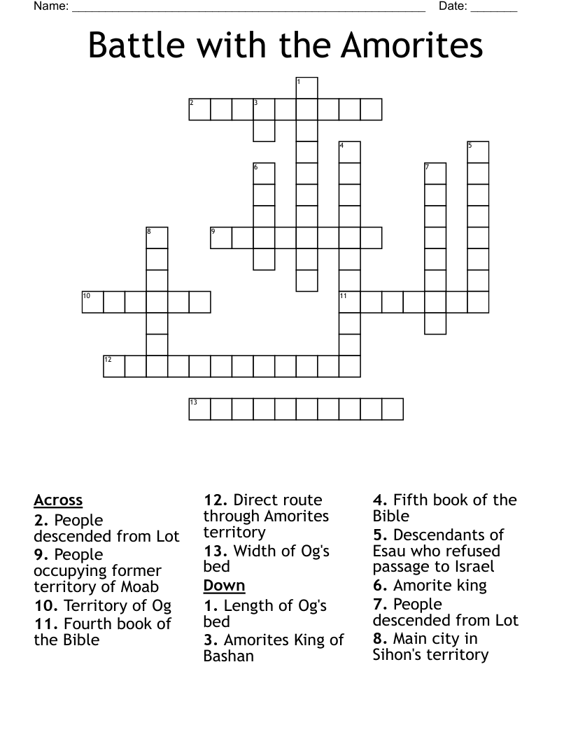 Battle with the Amorites Crossword