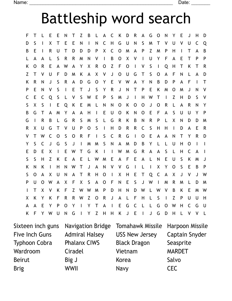 Battleship word search