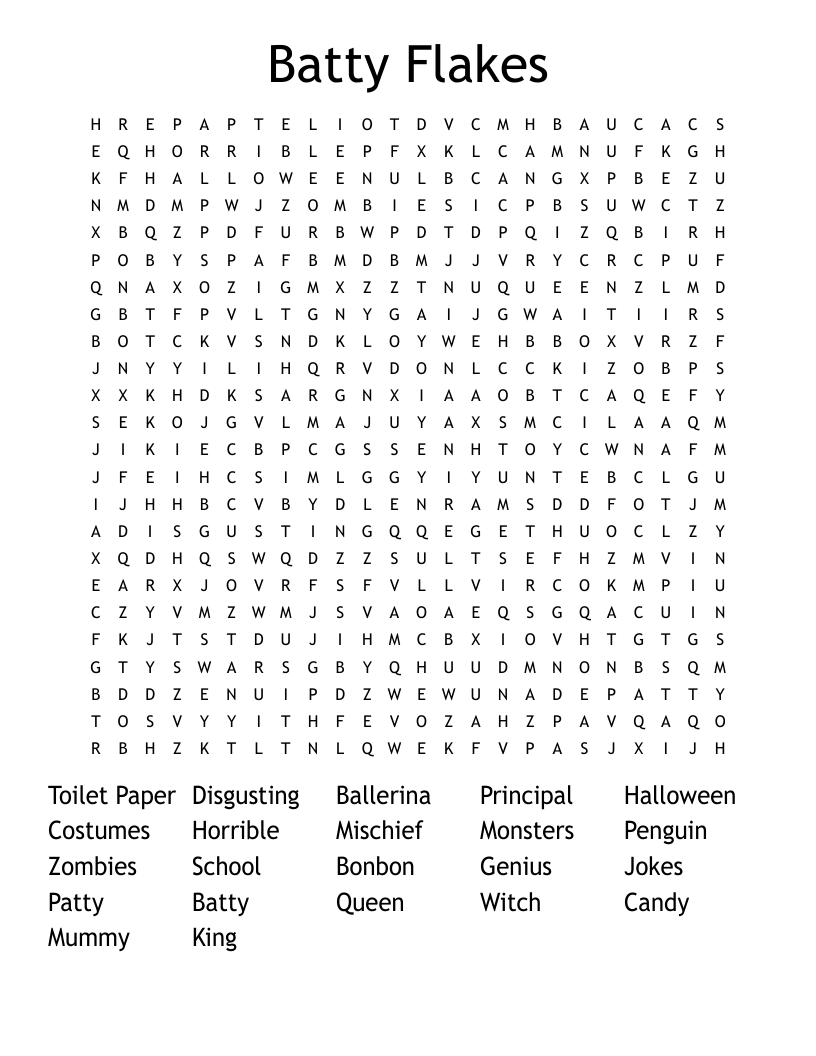 Batty Flakes Word Search