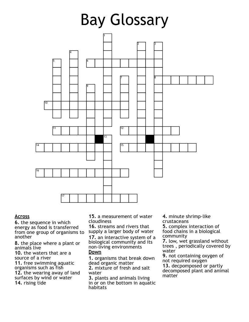 Bay Glossary Crossword