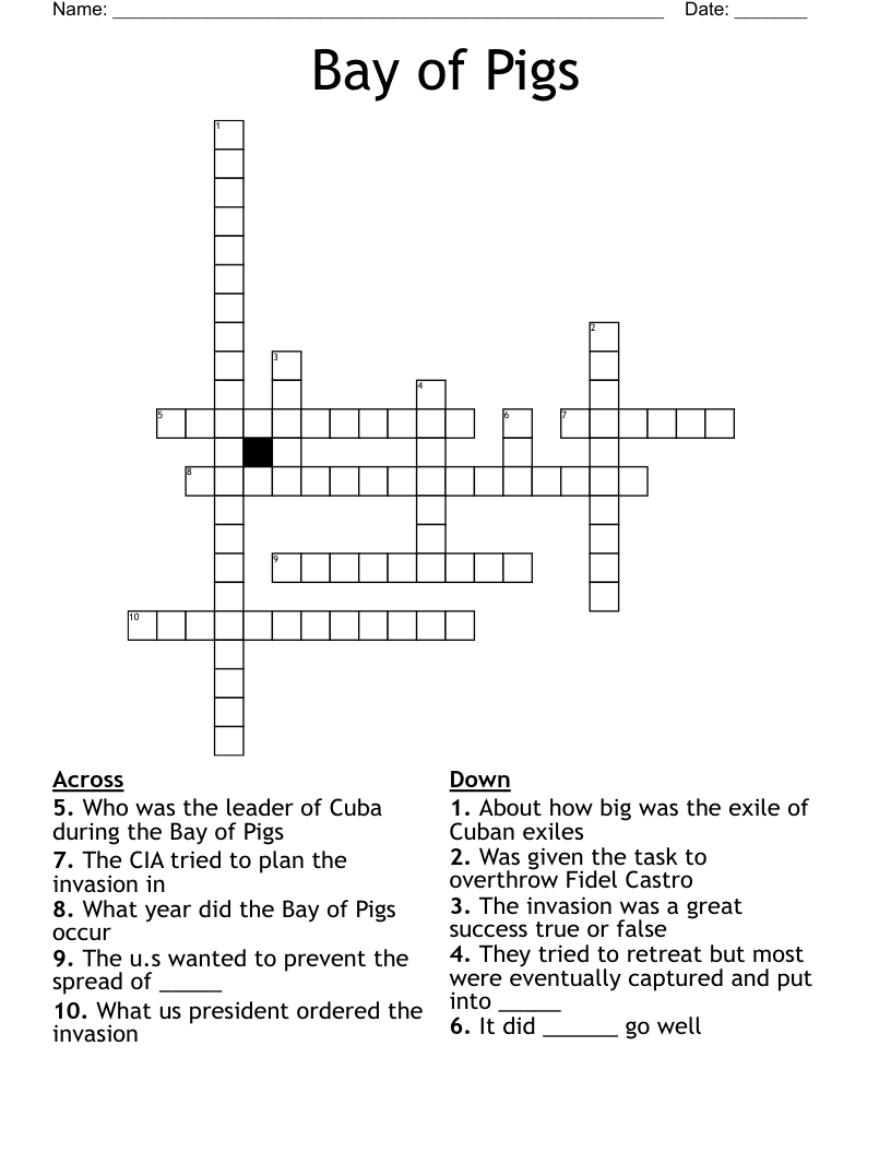 Bay of Pigs Crossword
