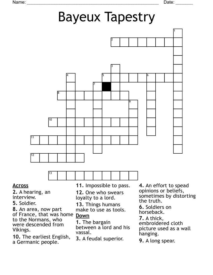 Bayeux Tapestry Crossword