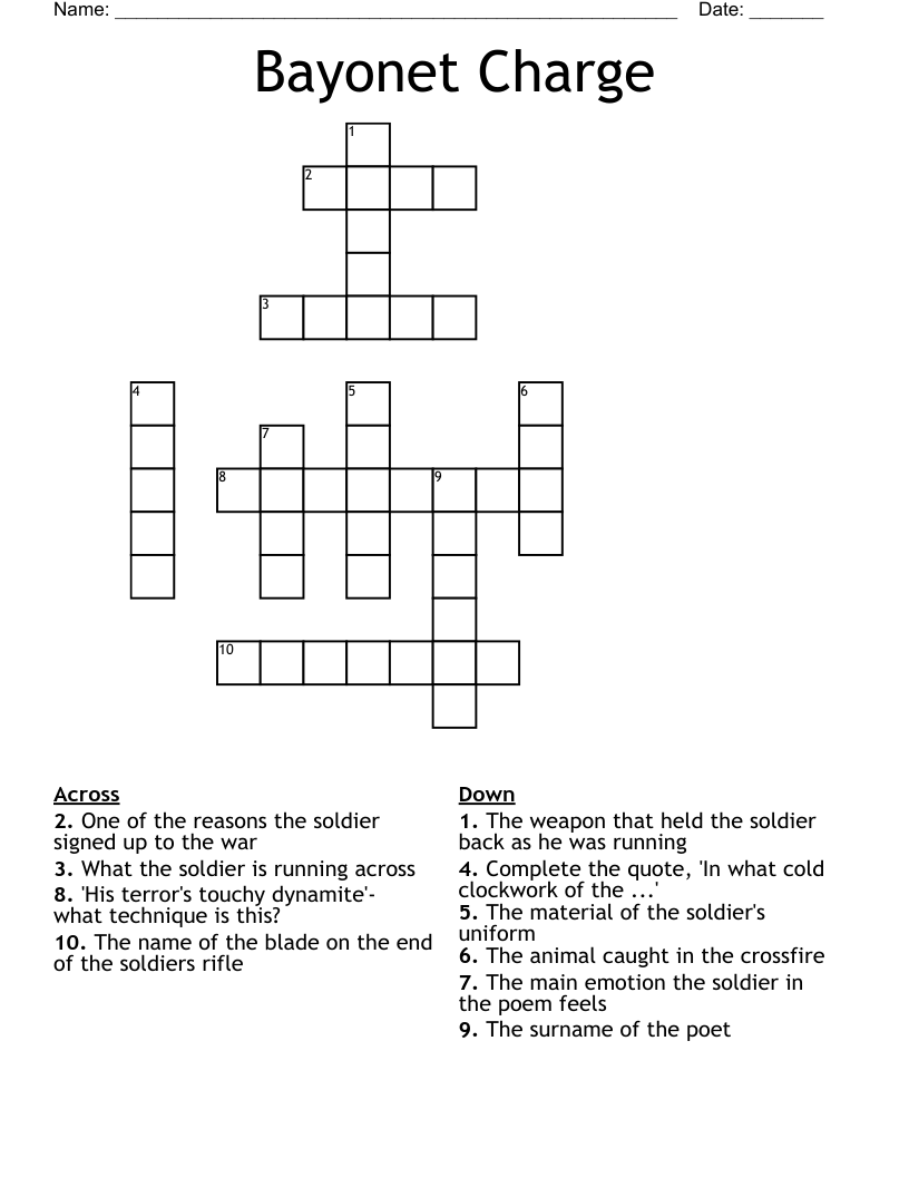 Bayonet Charge Crossword