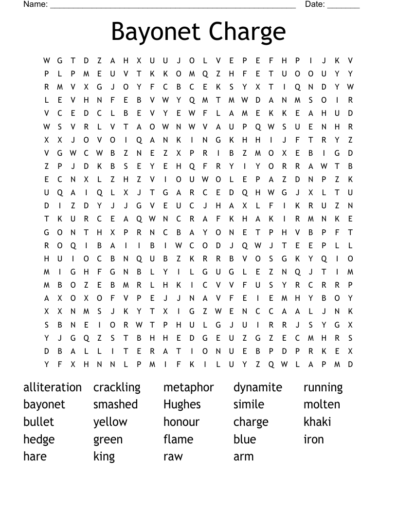 Bayonet Charge Word Search