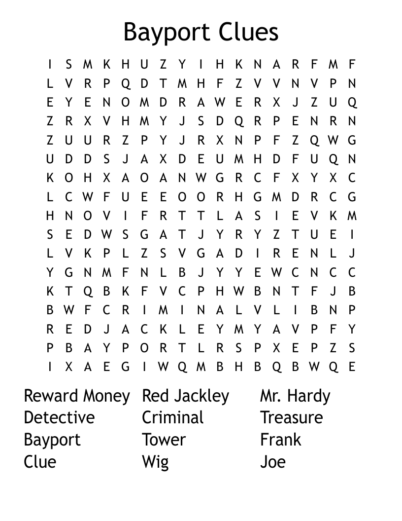 Bayport Clues Word Search