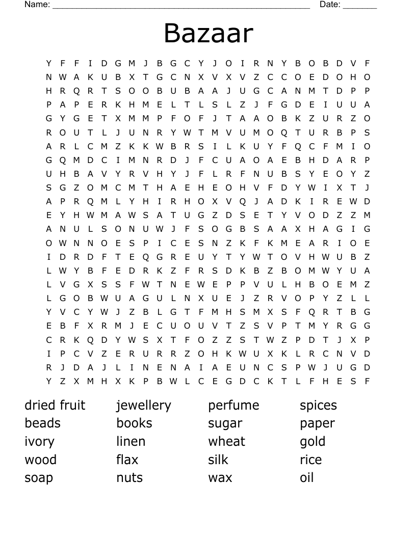 Bazaar  Word Search
