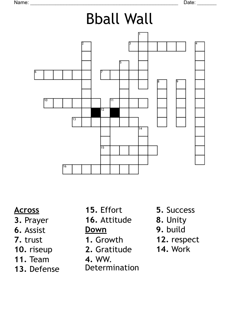Bball Wall Crossword