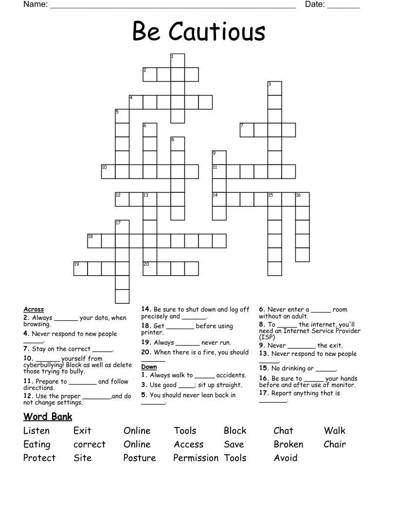 Be Cautious Crossword