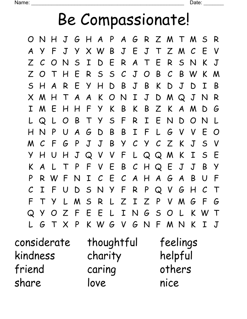 Be Compassionate! Word Search
