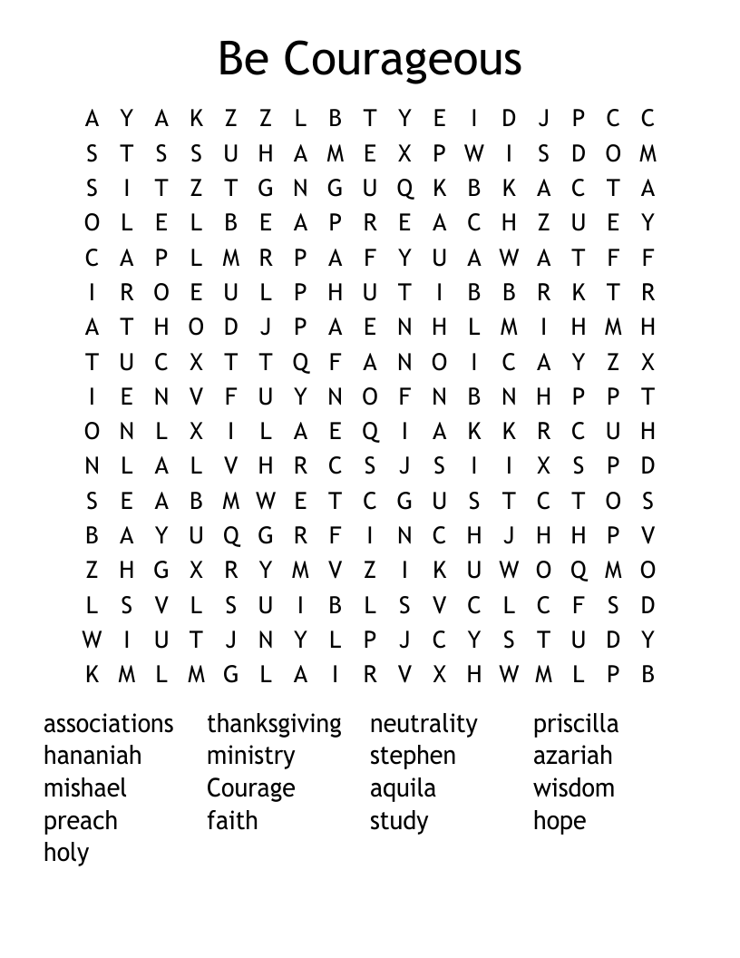 Be Courageous Word Search