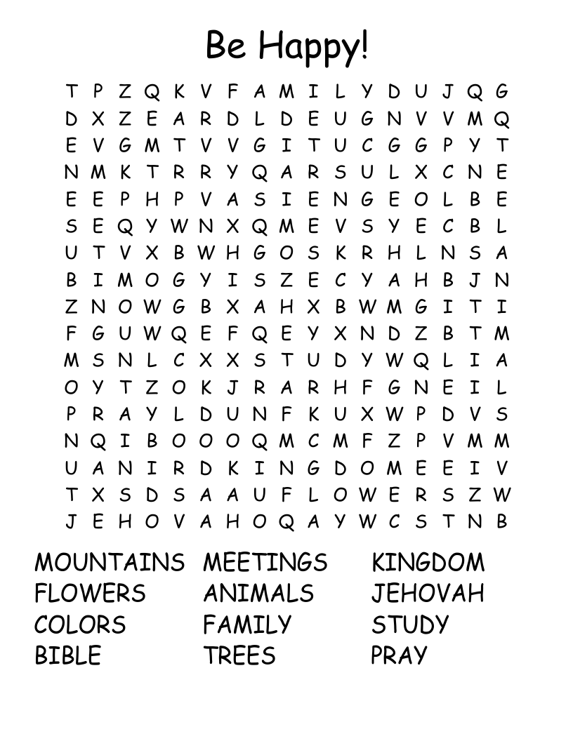 Be Happy! Word Search