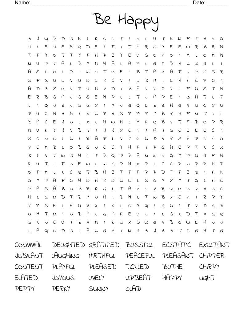Be Happy Word Search