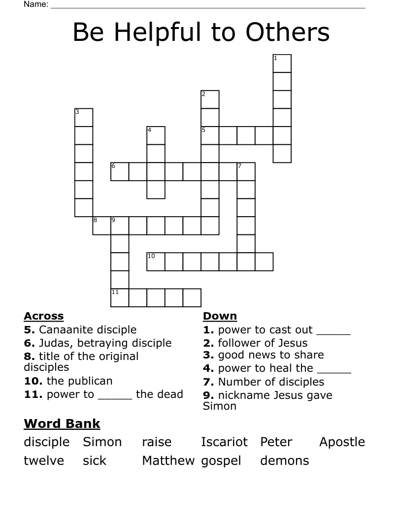 Be Helpful to Others Crossword