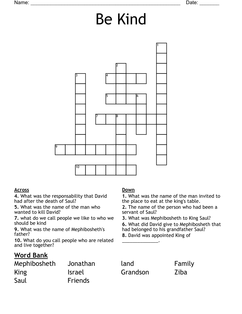 Be Kind Crossword