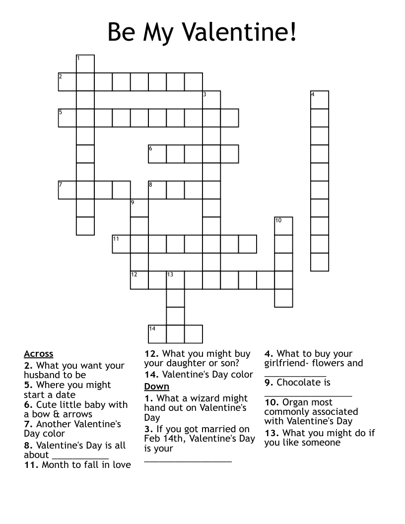 Be My Valentine! Crossword