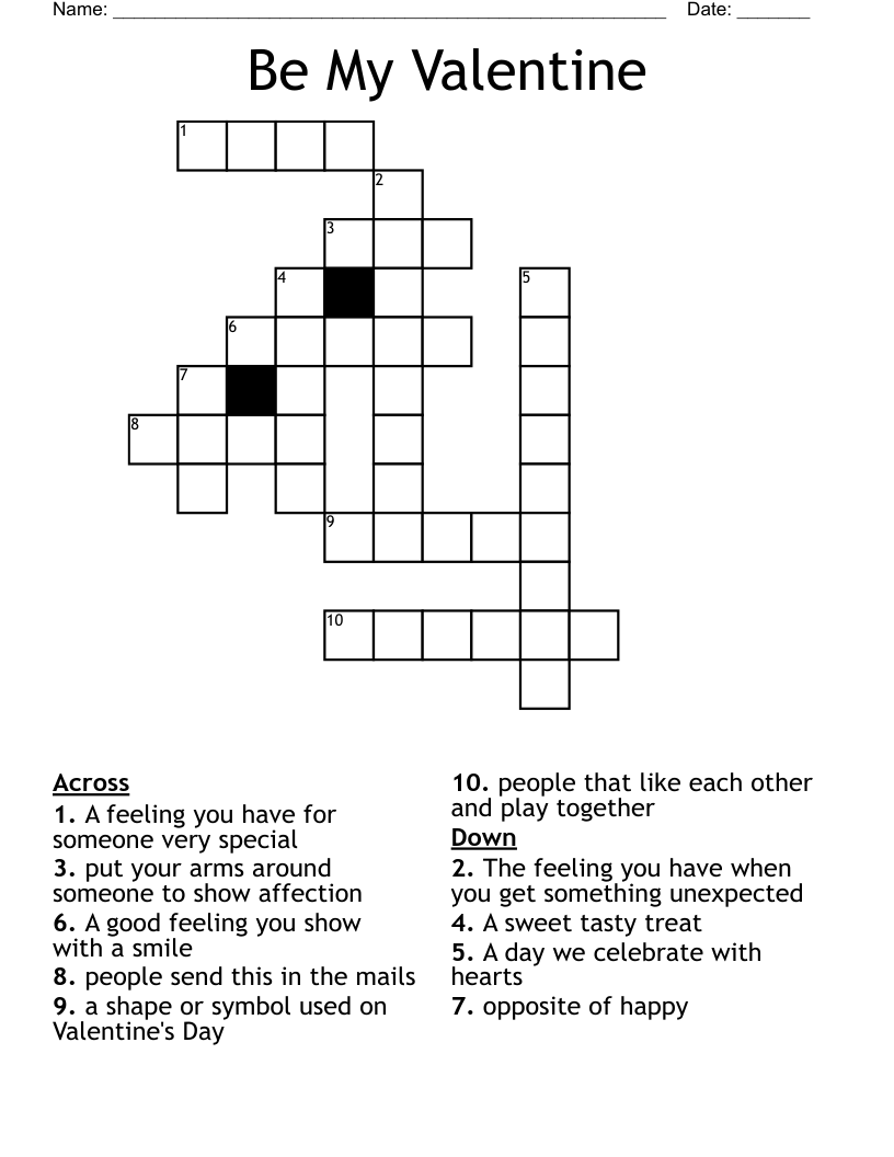 Be My Valentine Crossword