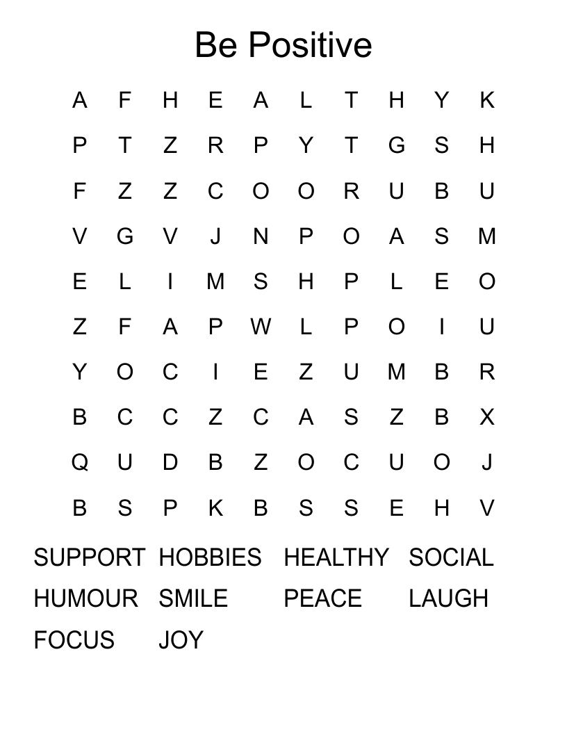 Be Positive Word Search
