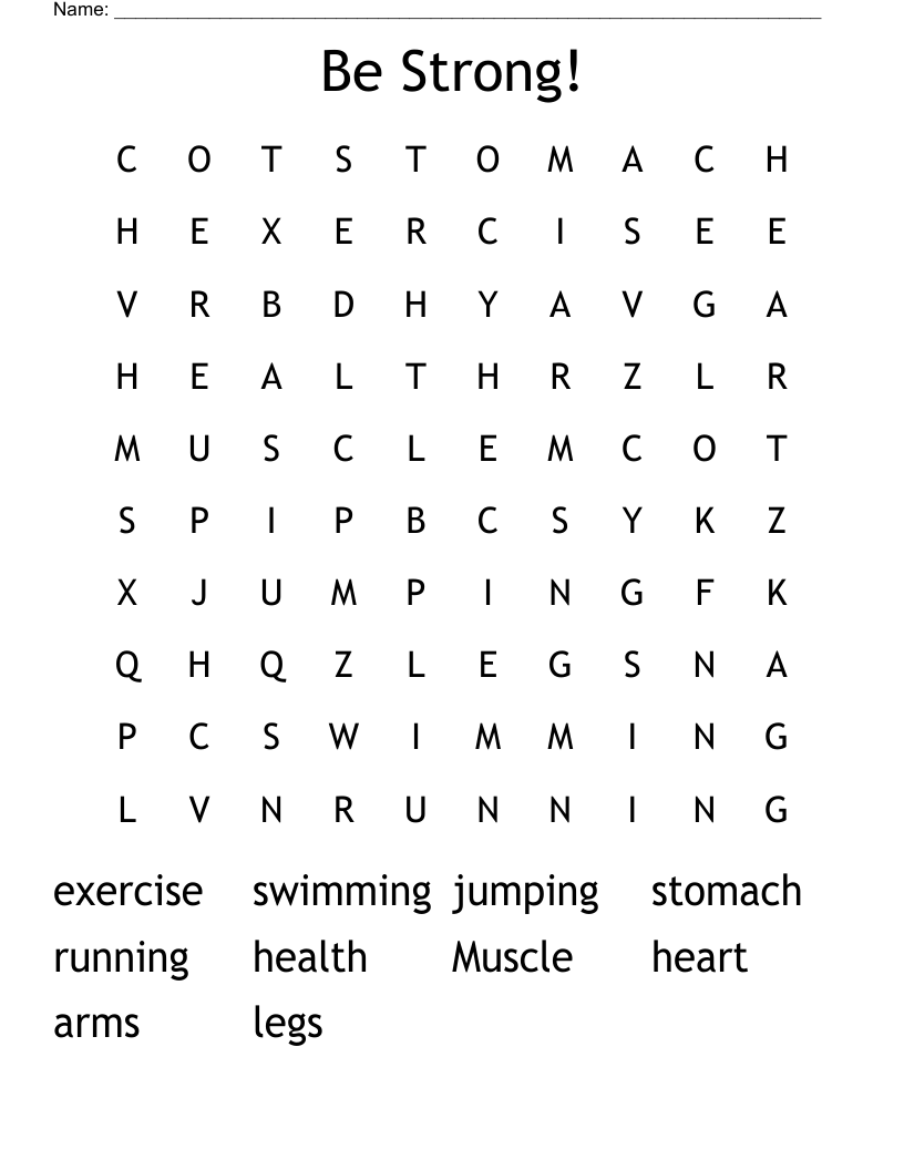 Be Strong! Word Search