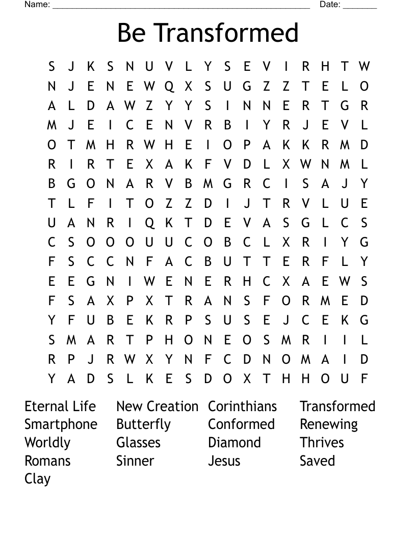 Be Transformed Word Search