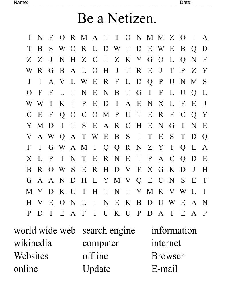 Be a Netizen. Word Search