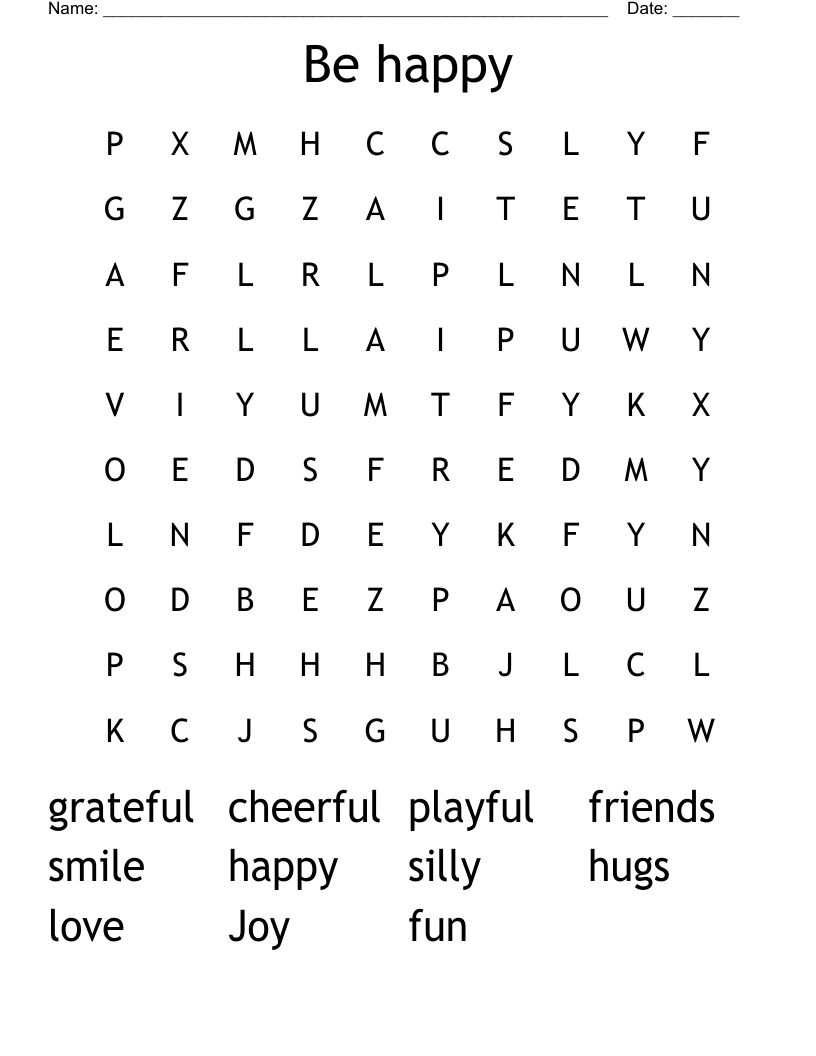 Be happy Word Search