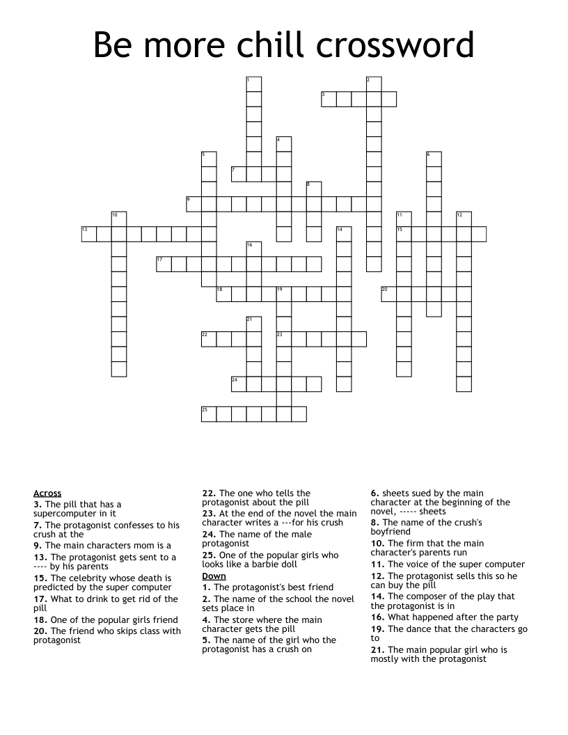 Be more chill crossword 