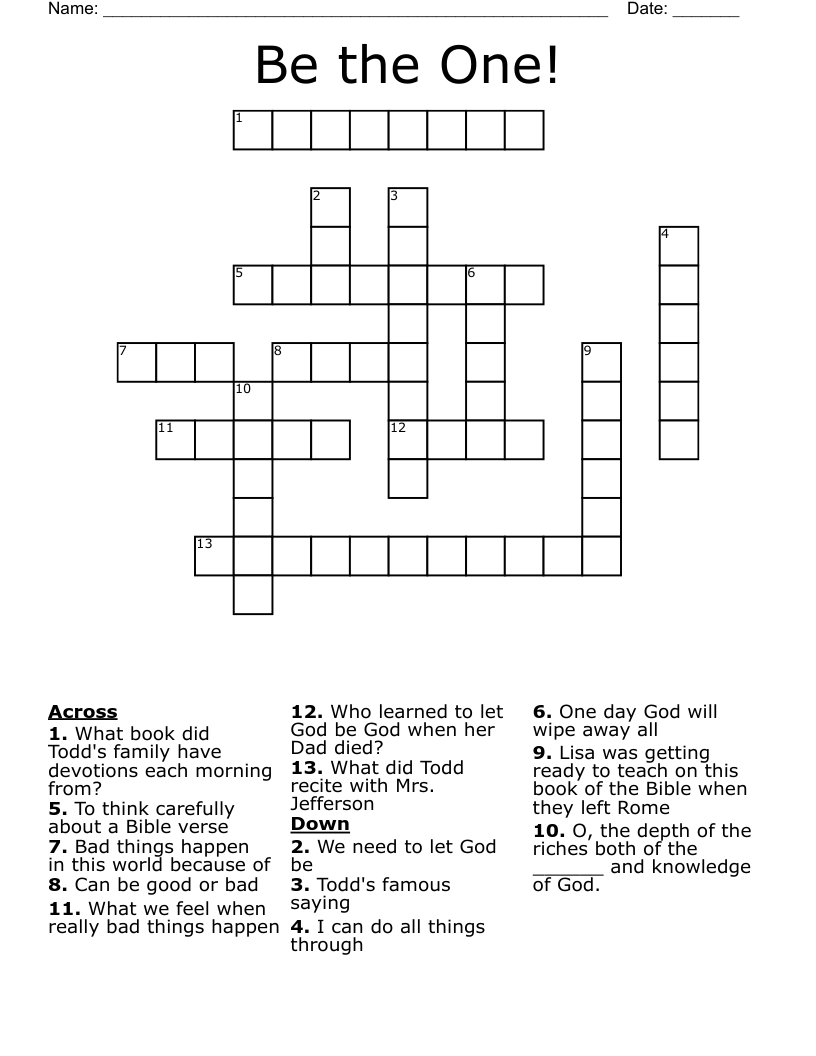 Be the One! Crossword