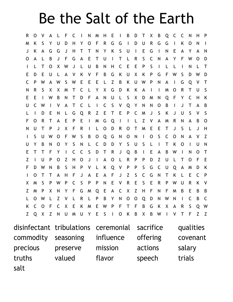 Be the Salt of the Earth Word Search