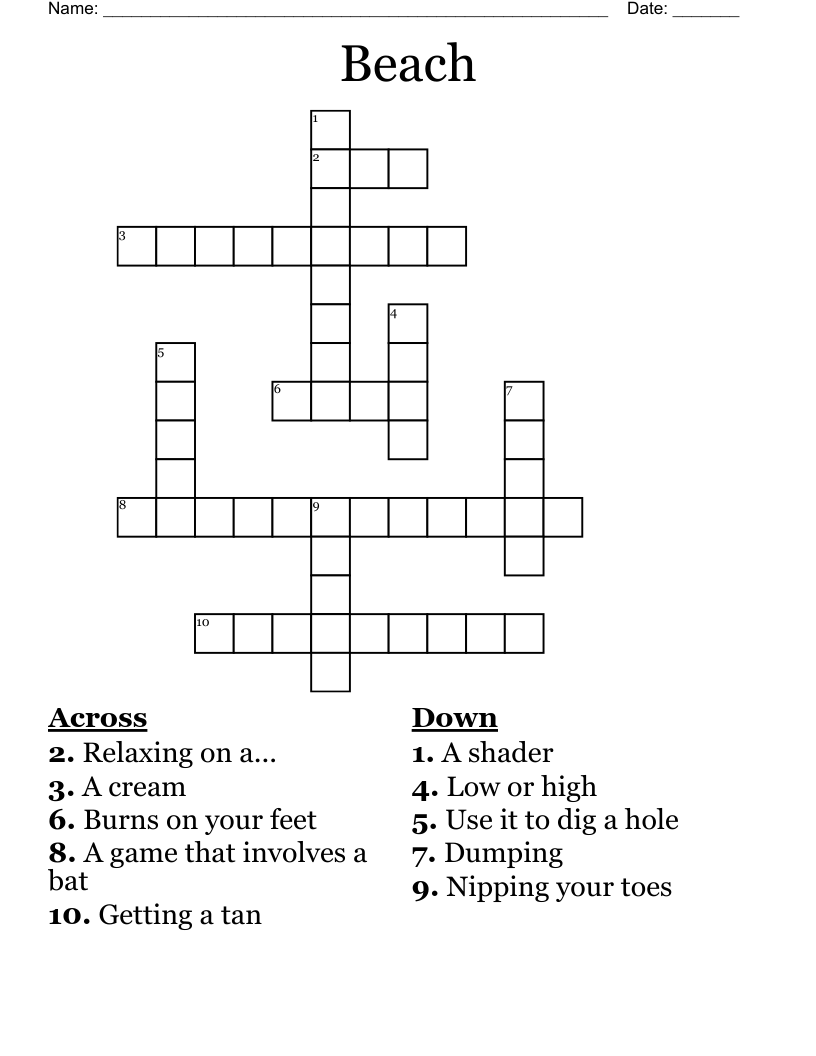 Beach Crossword