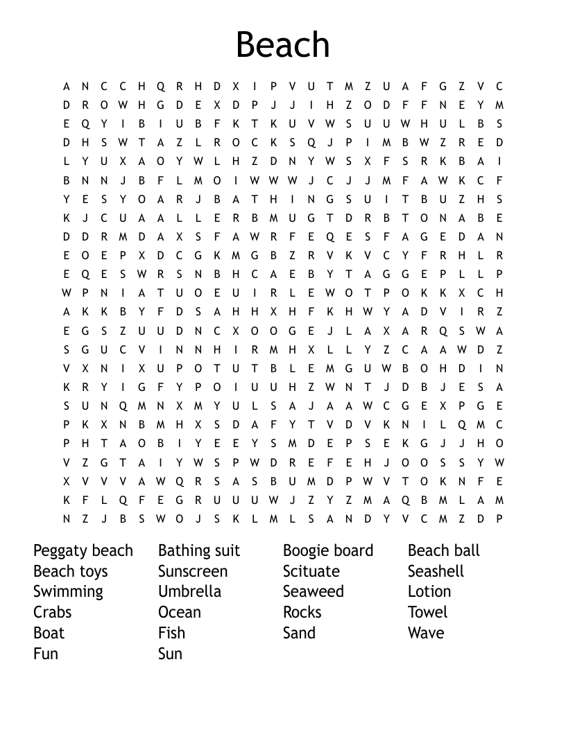 Beach Word Search