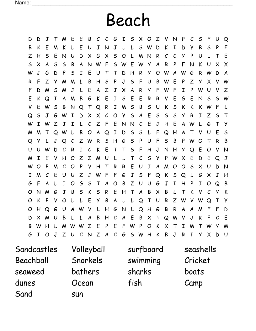 Beach Word Search
