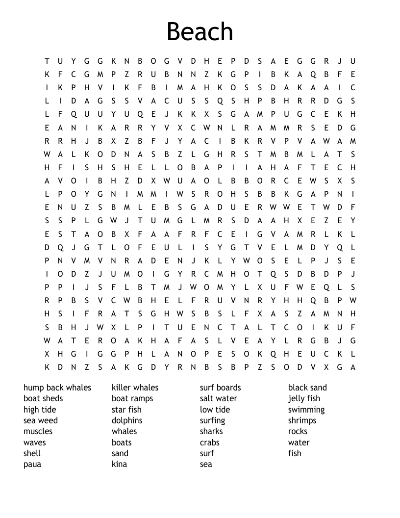 Beach Word Search